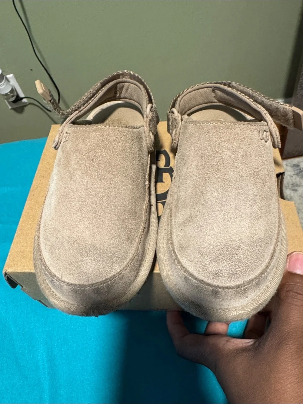 UGG Kids Tan Suede Slip-On Clog with Back Strap